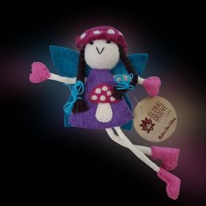Global Groove Mushroom Tooth Fairy Hand Felted Doll Fair Trade Made In Nepal
